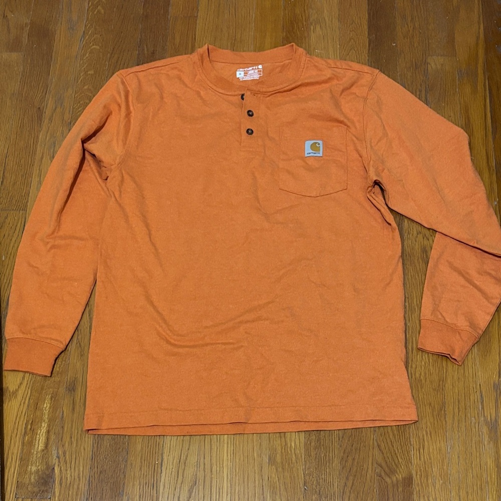Carhartt Orange Long-Sleeve Henley Pocket Tee